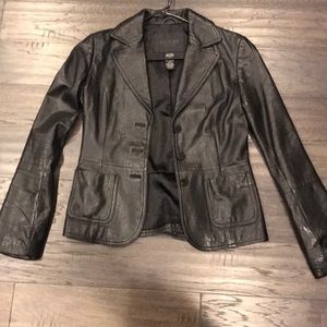 Black 100% Genuine leather blazer
